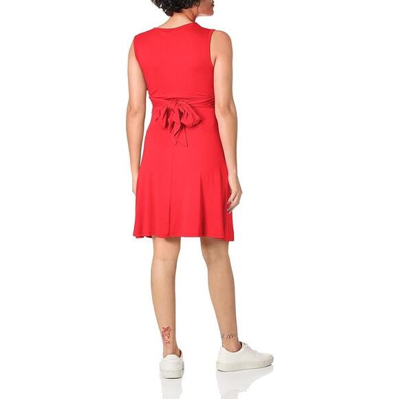 Maternal America Sleeveless Front Tie Dress - Red - Picture 4 of 13
